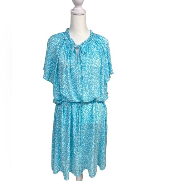 Draper James RSVP Keyhole Pleat Neck Turquoise Cottagecore Dress Size XXL - Picture 2 of 8